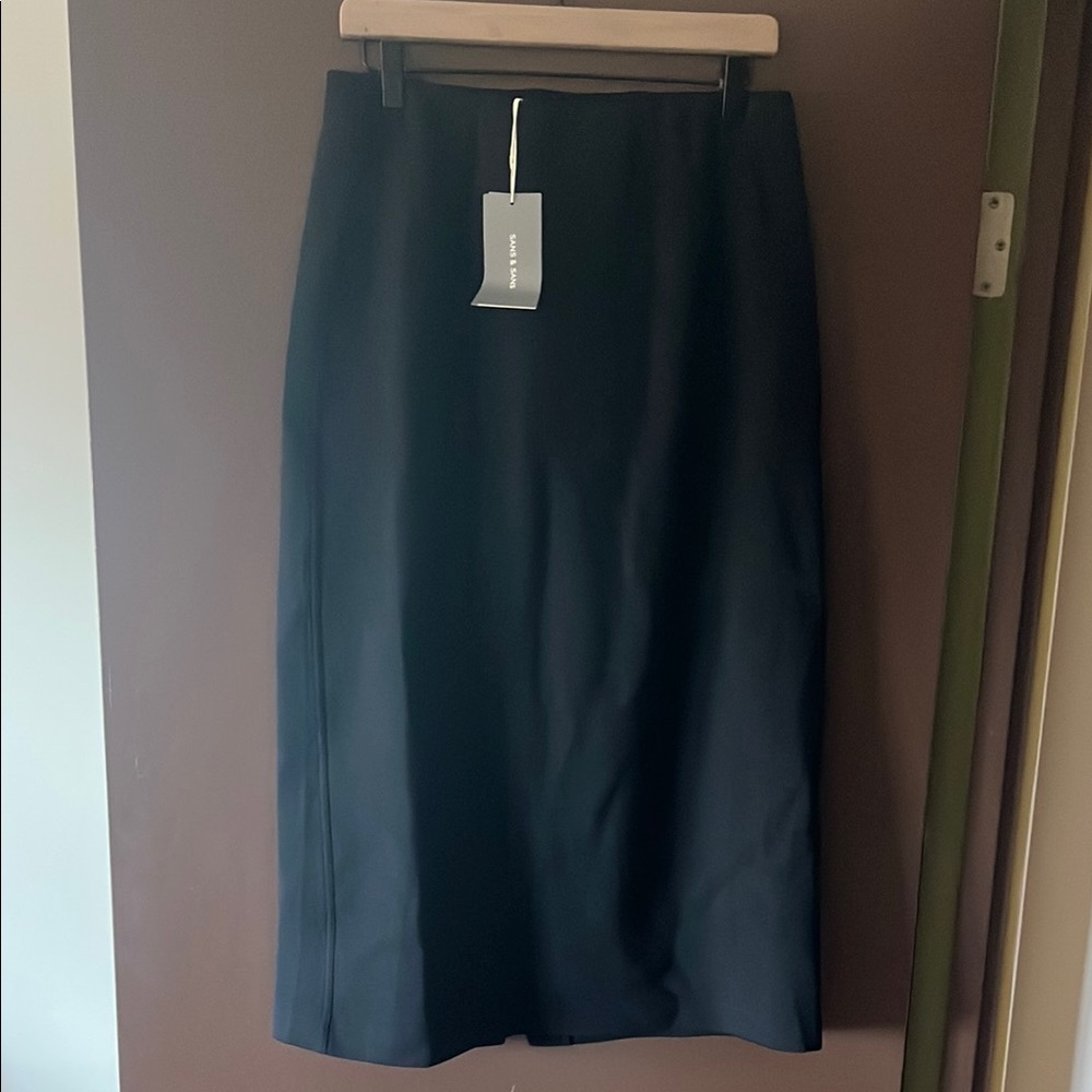 NWT Sans & Sans Singapore Black Stretch Pencil Midi Skirt - Picture 1 of 6